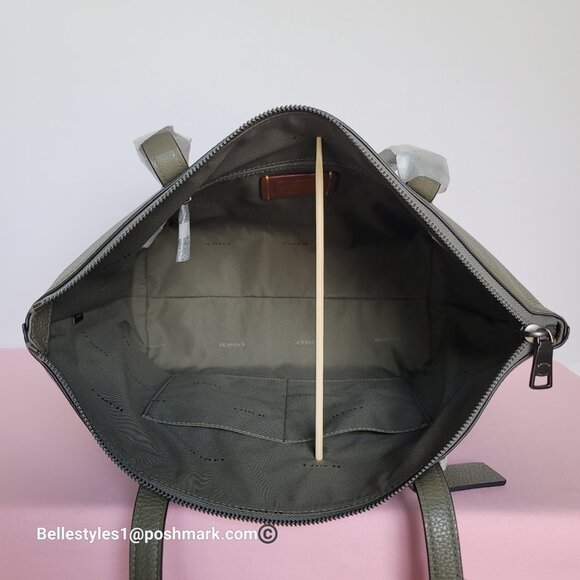 COACH Taylor Polished Pebbled Leather Large Tote- Army Green color ⭐ - Picture 13 of 16